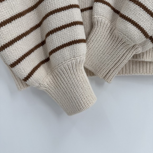 Sezane Womens Brown Ecru Leontine Knit Sweater Size XS 100% Cotton French Style - Picture 4 of 10